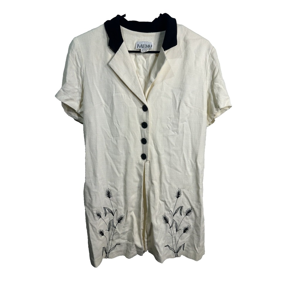 MENU womens vintage over‎ jacket short sleeve white black size 10